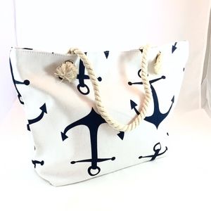 White and Navy Anchor Bag.